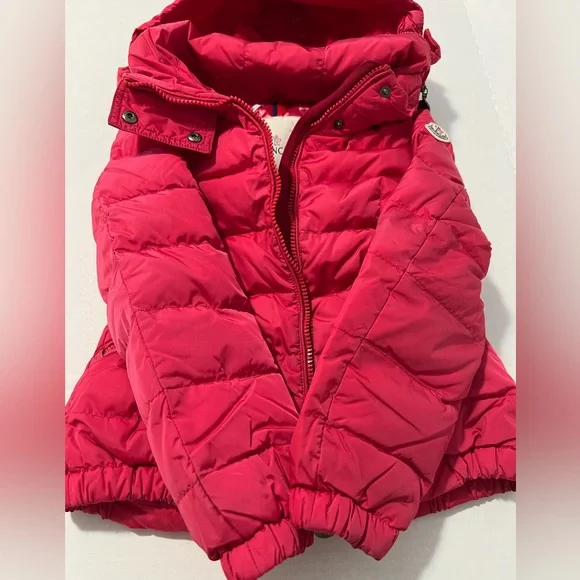 Moncler Girls Pink Puffer Logo Jacket - Picture 5 of 16